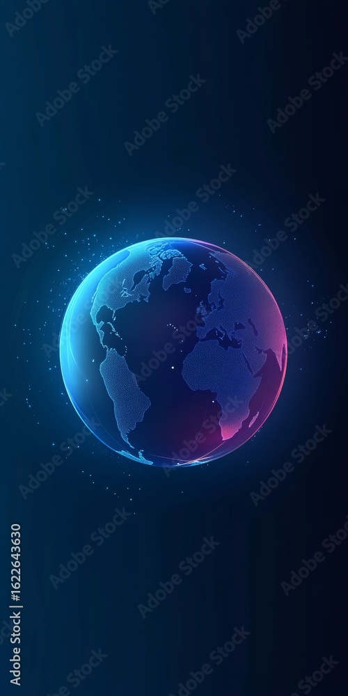Poster vibrant globe with translucent borders showcasing global connectivity and data visualization