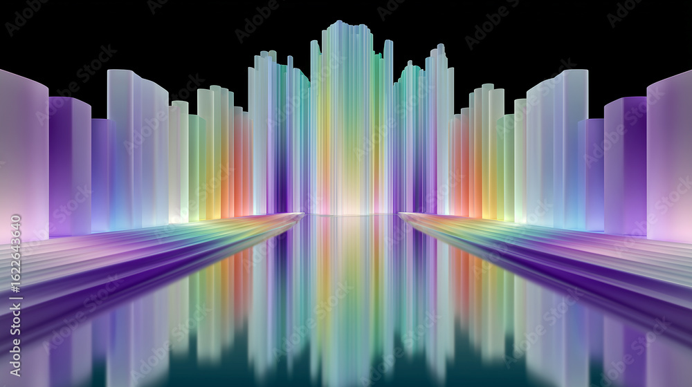 Poster abstract rainbow reflection background fast colorful geometric pattern design for modern art