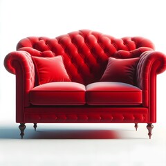 Modern red couch isolated on white background