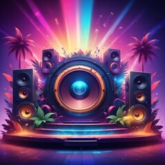 Colorful vibrant summer music background for flyers