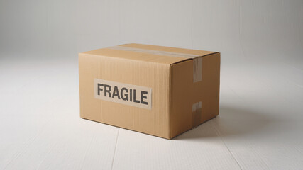 Fototapeta premium Cardboard Box With Fragile Label