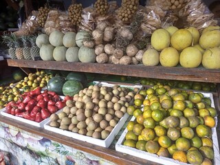 Fresh Tropical Fruits at a Market Stall