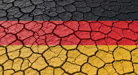 Germany Flag on Cracked Earth Global Warming and Climate Change Fast Global