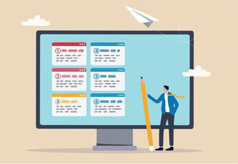 Prioritize important task, flag with priority or urgency to finish work, organize or plan work agenda, project management software or planner concept, businessman project manager prioritize tasks.