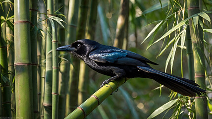 Drongo Hunting in Bamboo Forest

