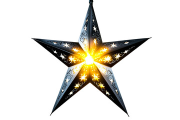 Decorative star lantern with light on a transparent background