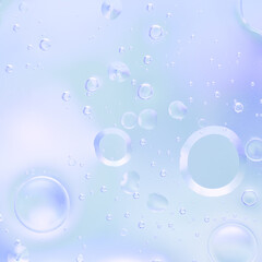 Light Blue Transparent macro Bubbles. Macro abstract image of transparent light blue bubbles with soft gradient tones.