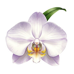 Delicate light purple orchid flower isolated on transparent background