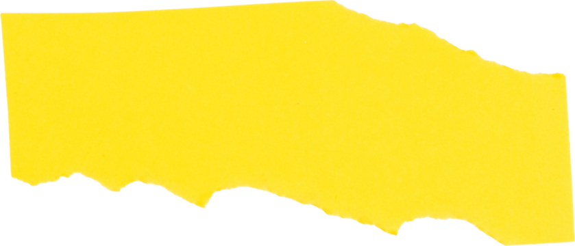 Torn yellow paper texture isolated on white background for creative design and artistic projects