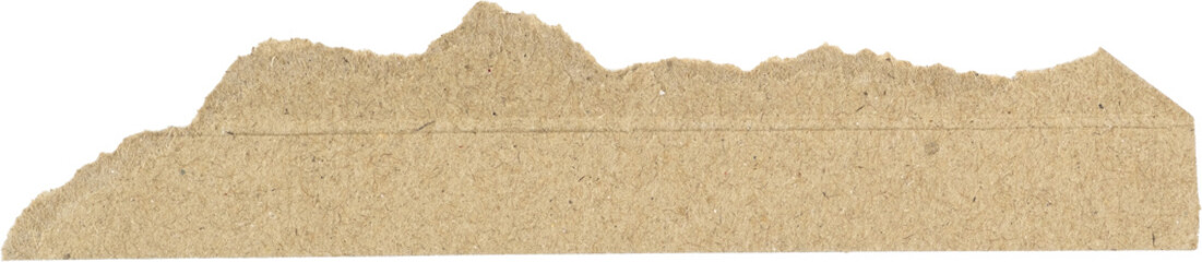 Torn edge recycled brown paper strip isolated on white background for creative design and artistic projects