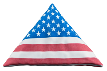 Decorative triangular pillow featuring American flag design
