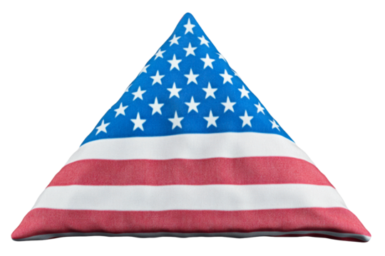 Decorative triangular pillow featuring American flag design