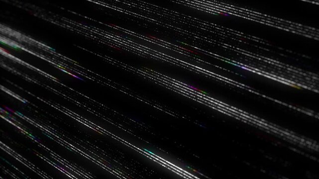 Digital database cyberspace. Decoding algorithms hacked software. Cyber security with moving colors particles. Big data visualization. 3d rendering.