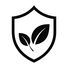 Black shield with leaves, symbolizing eco-friendly protection and nature.

