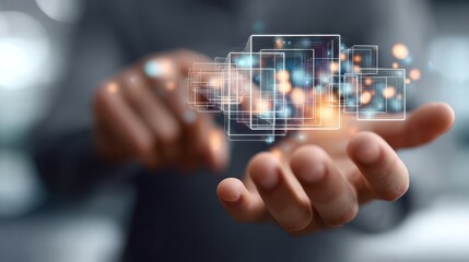 Illustration of Digital Data Transformation with Virtual Screen, Innovation, and Future Technology