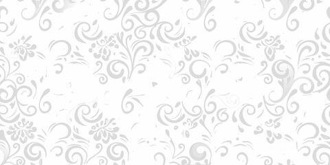 Elegant white floral pattern with swirls and flourishes for wedding invitations