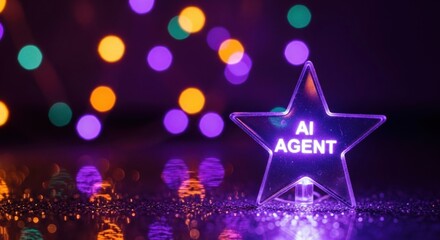 Agent star glowing with bokeh lights in a futuristic concept
