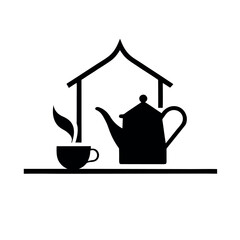     Tea house logo vector illustration.

