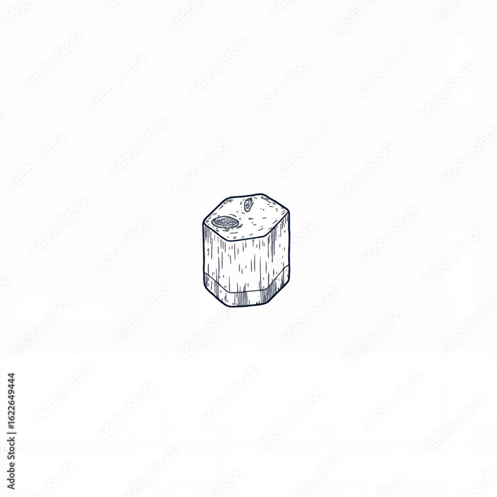 Aufkleber hand-drawn hexagonal block with a circular indentation