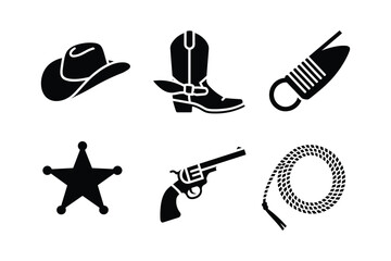 Cowboy hat boot sheriff star pistol lasso cowboy boot