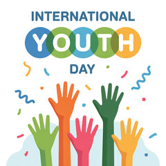 Unity in Diversity on International Youth Day with Vibrant Hands Raised for Positive Change