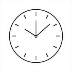 Outline of a clock face with hands on white background time watch