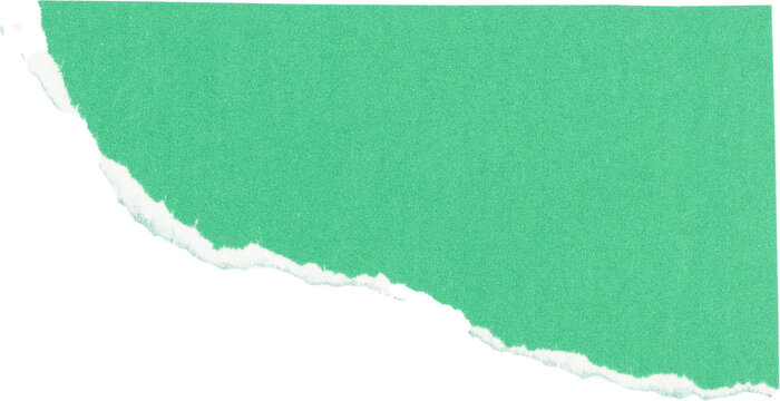 Torn edge mint green paper texture isolated on white background for creative design projects and crafts