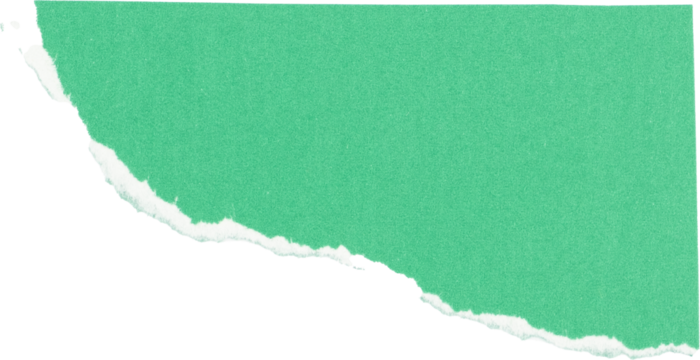 Torn edge mint green paper texture isolated on white background for creative design projects and crafts