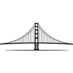 Silhouette of the golden gate bridge on transparent background