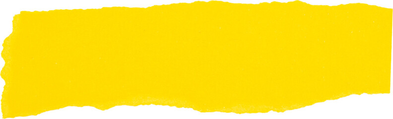 Yellow torn paper strip isolated on white background for creative design projects and presentations