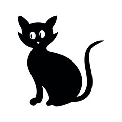Black cat silhouette sitting with wide eyes animal
