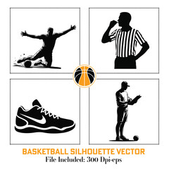 A Black Basketball silhouette vector set 