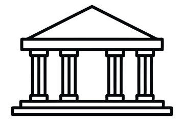 Obraz premium Simple Outline of a Classical Greek Temple with Columns and Triangular Roof