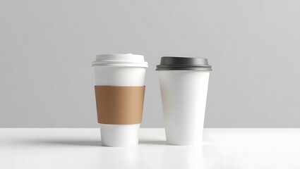 Blank Disposable Coffee Cups with Brown