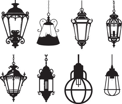 Vintage hanging lanterns collection light outdoor