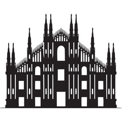 Silhouette of milan cathedral on transparent background