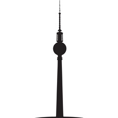 Black silhouette of the berlin tv tower on transparent background © SurrealSee