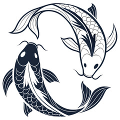 Koi Fish Yin Yang: Two stylized koi fish, in a circular composition, representing the concept of yin and yang. This image is ideal for illustrating balance and harmony.
