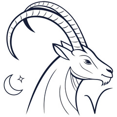 Capricorn Symbol: A symbolic illustration of the Capricorn zodiac sign, showcasing the celestial elements and characteristics associated with this astrological symbol.