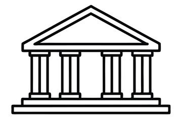 Obraz premium Outlined Building with Columns and Triangle Roof, Depicting Classical Architecture Style