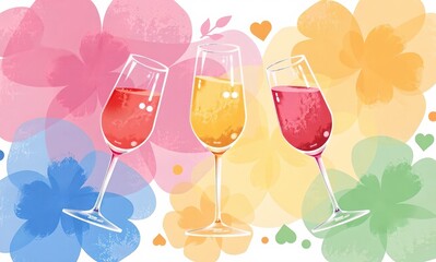 Elegant Watercolor Champagne Glasses Illustration