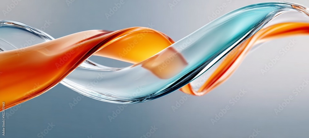 Poster dynamic orange and blue abstract waves flowing, fluid art design template with motion and curves