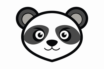 Fototapeta premium Cartoon Panda Bear Face with Black and White Markings on White Background