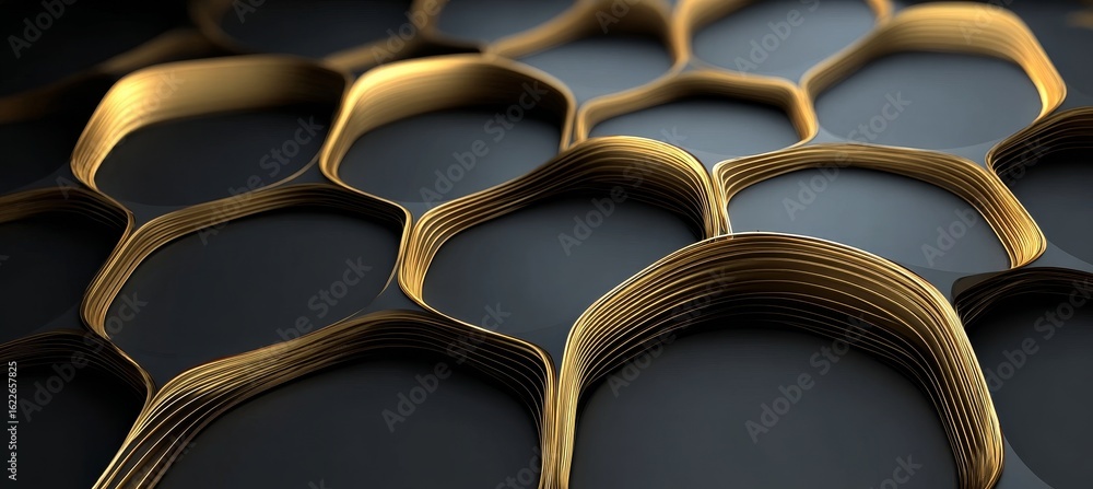 Poster stunning abstract 3d render featuring elegant layers in gold and dark tones for modern design use