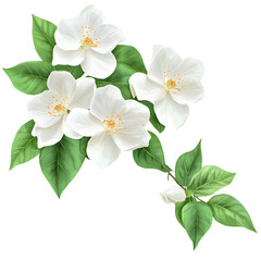 Fototapeta premium Elegant White Flowers Blossoming on Lush Green Leaves