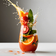 Fresh tomato juice in glass 