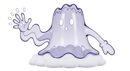 Isolated Cartoon Ghost with Arm Raised