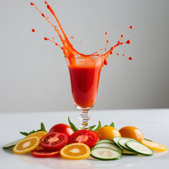 Fresh tomato juice in glass 