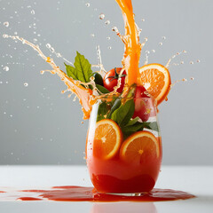 Fresh tomato juice in glass 