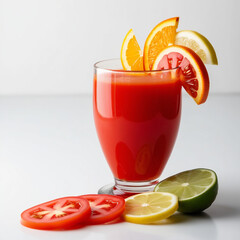 Fresh tomato juice in glass 